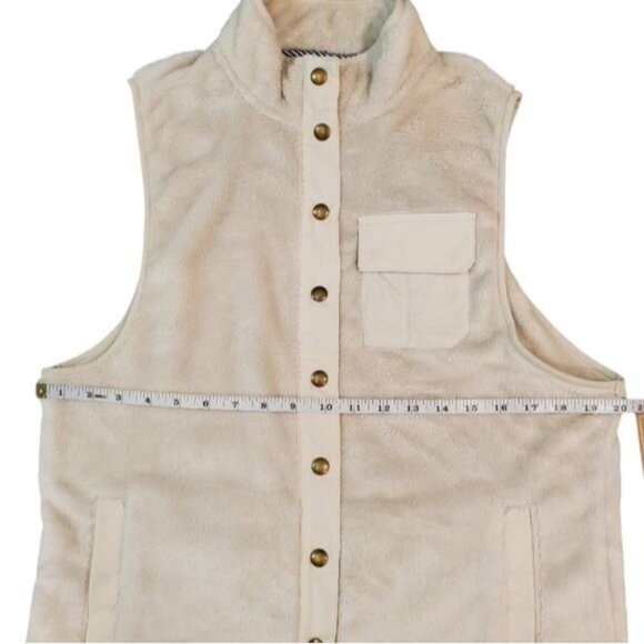 Volcom Fleece Vest Womens Size XS Beige Mock Neck Snap Button Outdoor Hiking - Picture 5 of 13